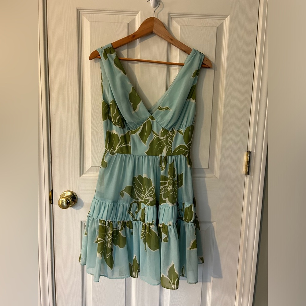 Hutch Blue and Green Floral Mini Dress